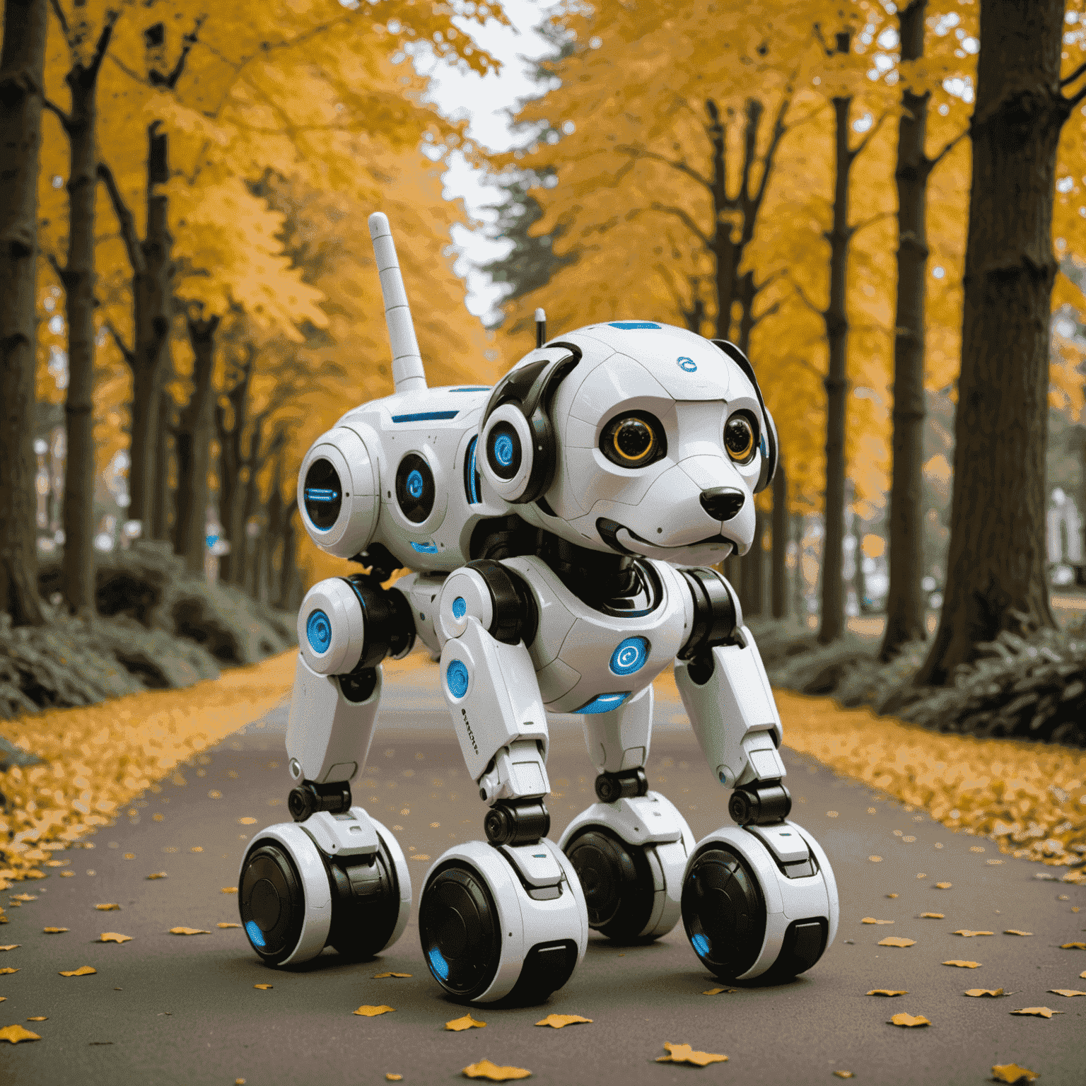 A detailed image of the Unitree Go1 robot dog, showcasing its sleek design, articulated legs, and sensor array