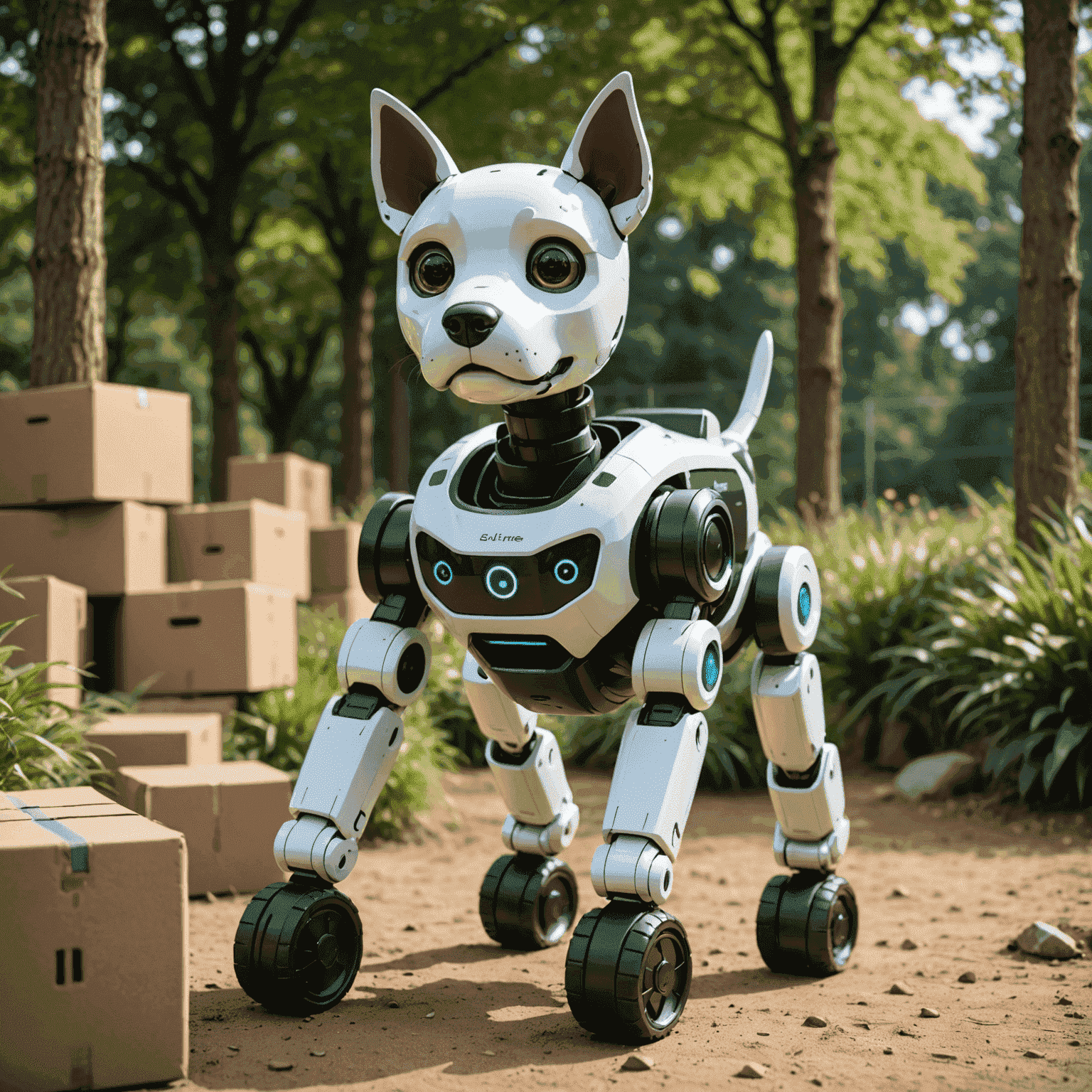 Unitree Go1 robot dog navigating through an obstacle course, demonstrating its agility and sensor capabilities