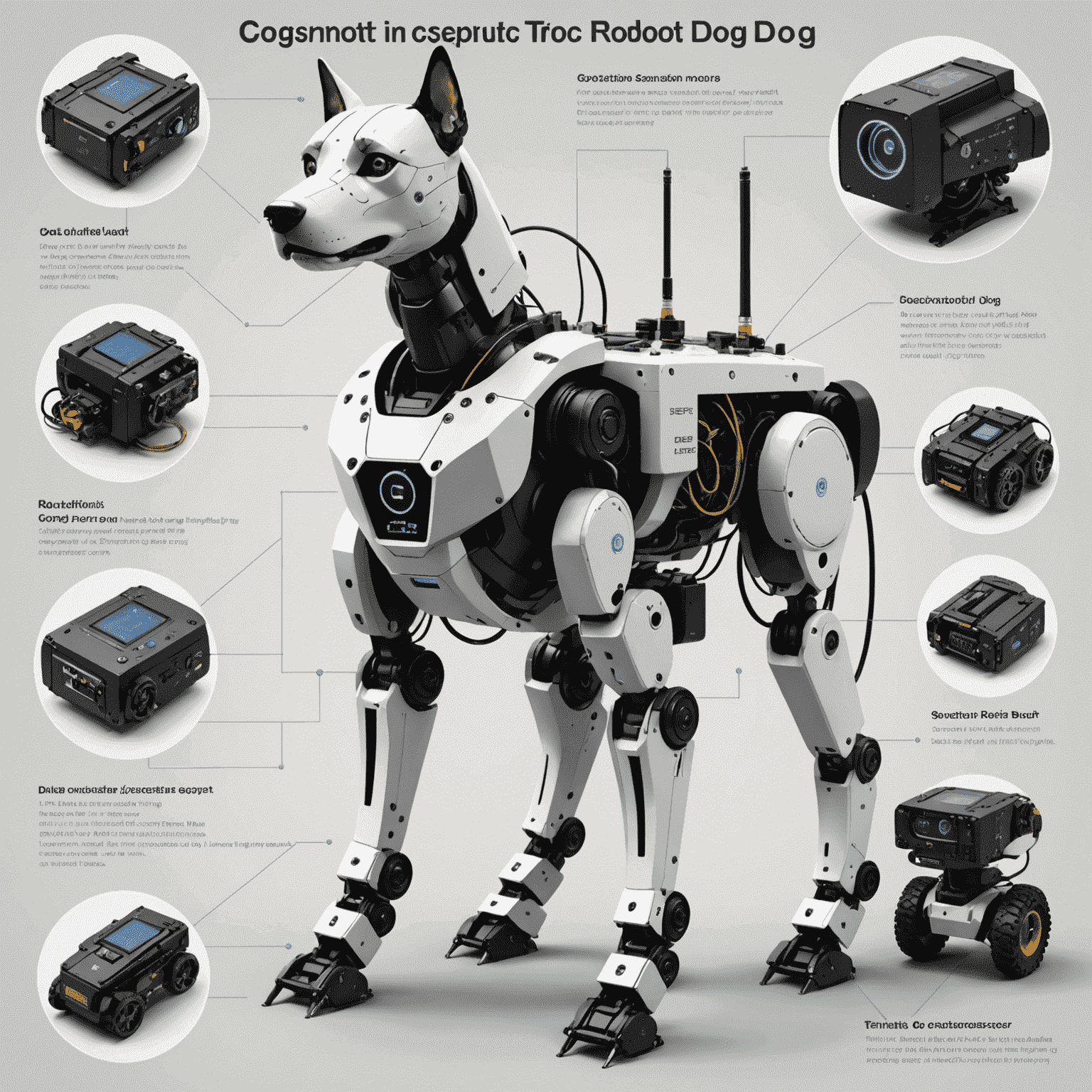 Diagram showing the control system of a Unitree robot dog, including sensors, processors, and actuators